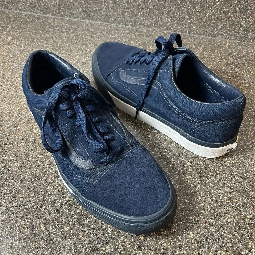 Vans Skateboard Shoe Mens Sz 10.5 Navy Blue Suede/Canvas Sneaker Lace Up Low Top